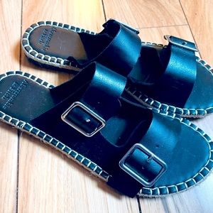 A&F Silver Buckle Slide Sandals